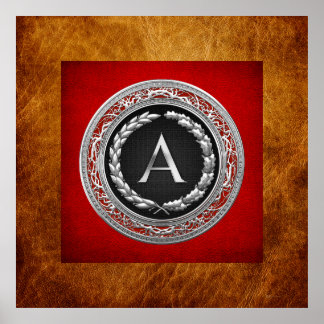 [900] “A” Silver Vintage Monogram Poster