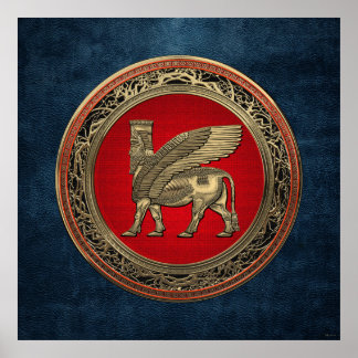 [900] Assyrian Winged Bull - Gold Lamassu Poster