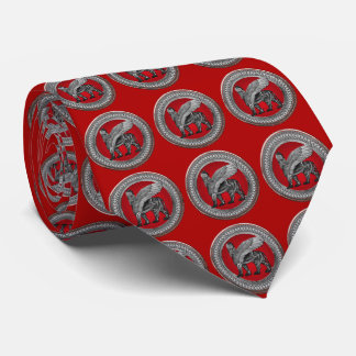 [900] Assyrian Winged Lion: Silver & Black Lamassu Tie