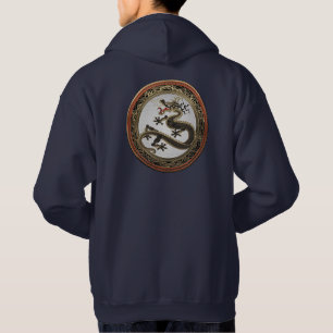 [900] Black and Gold Sacred Eastern Dragon Hoodie
