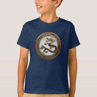 [900] Black and Gold Sacred Eastern Dragon T-Shirt