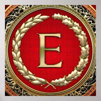 [900] “E” Gold Vintage Monogram Poster