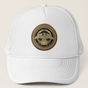 [900] Gold Roman Imperial Eagle on Gold Medallion Trucker Hat