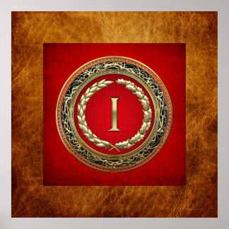 [900] “I” Gold Vintage Monogram Poster