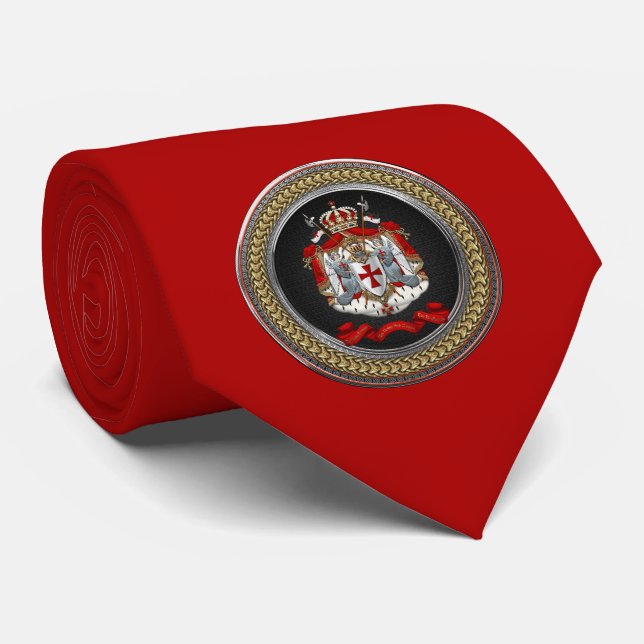 [900] Knights Templar Coat of Arms Tie (Rolled)