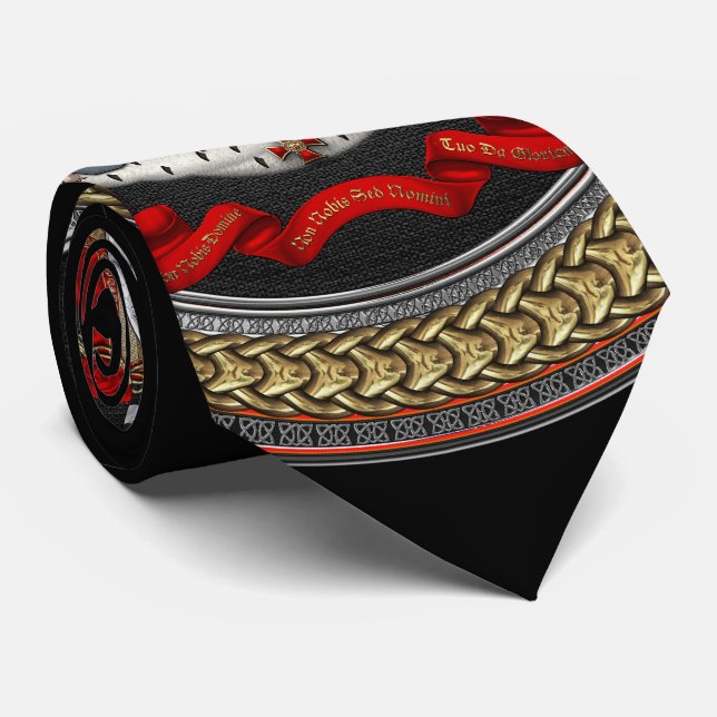 [900] Knights Templar Coat of Arms Tie (Rolled)