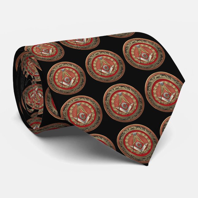 [900] Master Mason - Gold Square & Compasses Tie (Rolled)