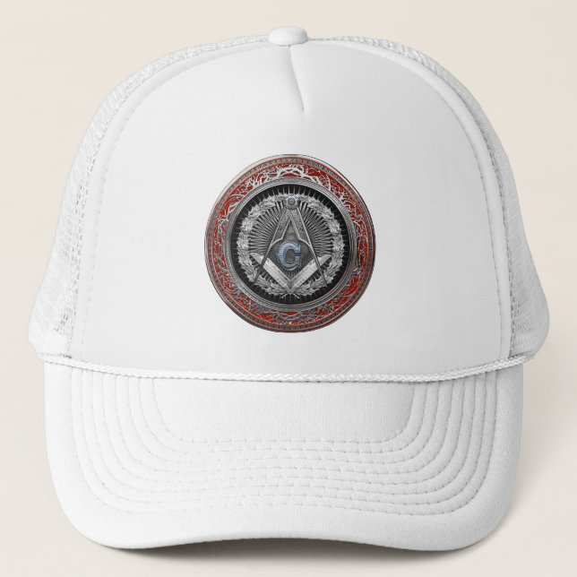 [900] Master Mason - Silver Square & Compasses Trucker Hat (Front)
