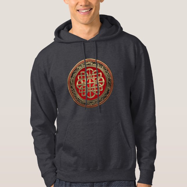 [900] Sacred Celtic Gold Knot Cross Hoodie (Front)