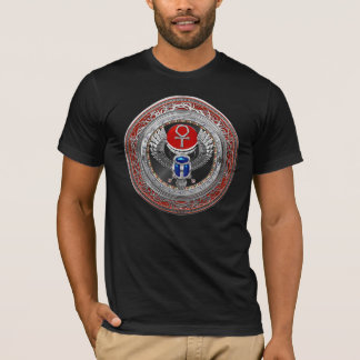 [900] Sacred Silver Egyptian Winged Scarab & Ankh T-Shirt