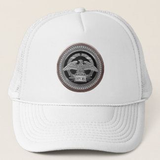 [900] Silver Roman Imperial Eagle over Medallion Trucker Hat