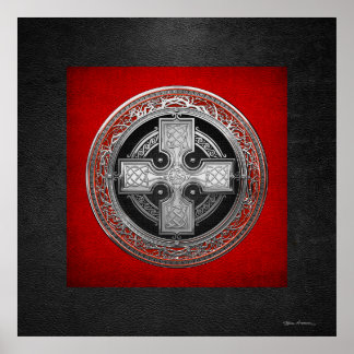 [901] Ancient Celtic Sacred Silver Knot Cross Poster