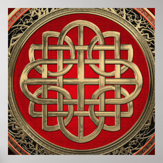 [901] Sacred Celtic Gold Knot Cross Poster
