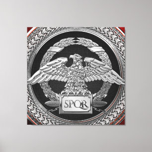 [901] Silver Roman Imperial Eagle over Medallion Canvas Print