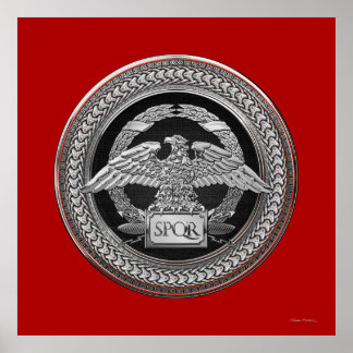 [901] Silver Roman Imperial Eagle over Medallion Poster