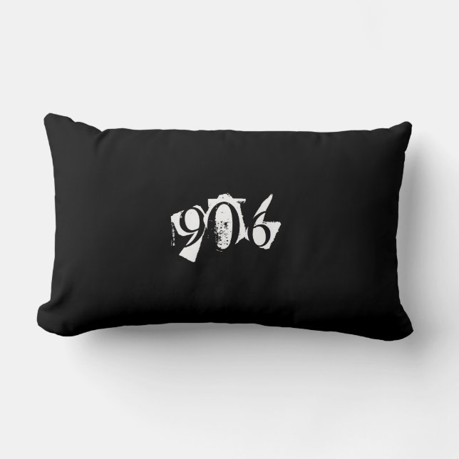 906 Michigan Upper Peninsula Pillow Black/White (Front)