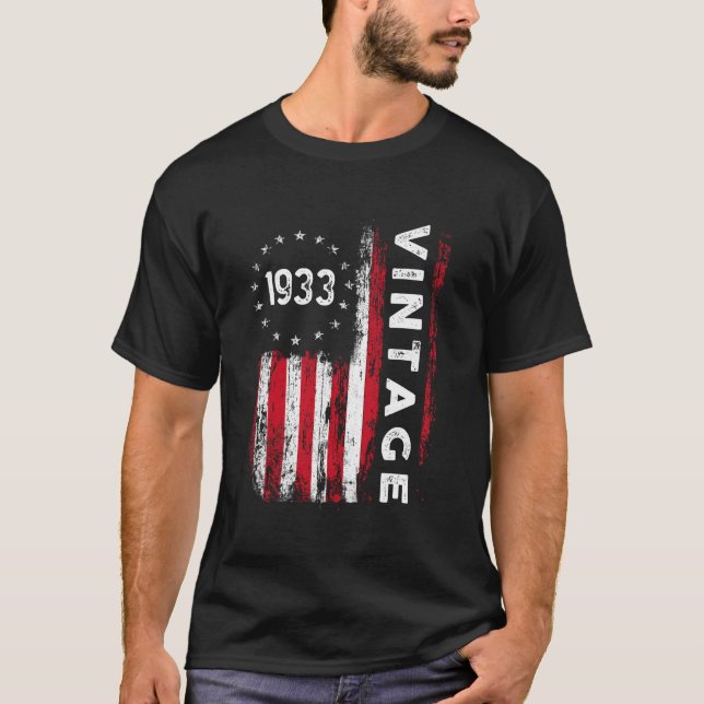 90 1933 American Flag 90Th T-Shirt (Front)