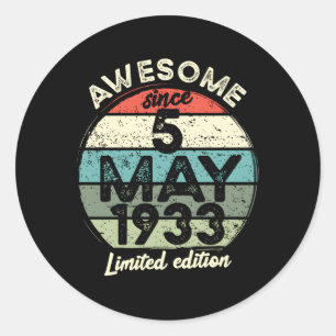 90 5 May 1933 90Th Classic Round Sticker