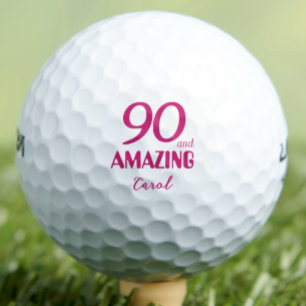 90 and Amazing Grandma Gift – Pink 90th Birthday Golf Balls