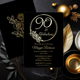 90 and Fabulous 90th Birthday Party Stamped
