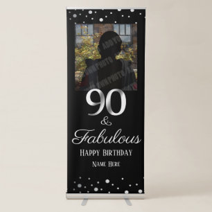 90 and Fabulous Birthday Photo Retractable Banner