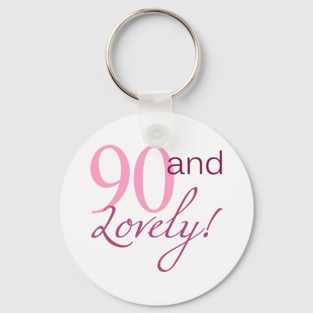 90 and Lovely Birthday Gifts Key Ring (Front)