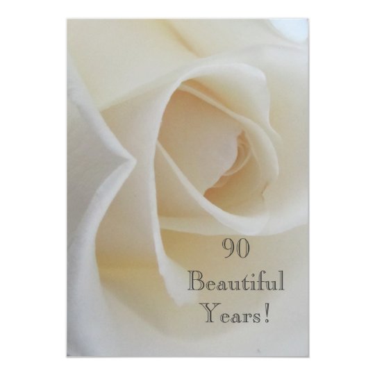 90 BeautifulYears Birthday Celebration/White Rose Card