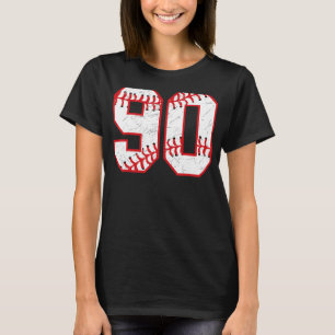 90 Birthday Baseball Theme Bday Party Celebration T-Shirt