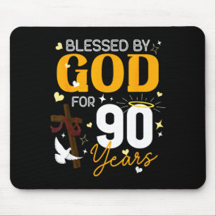 90 Birthday Blessed By God For 90 Years Old 90th B Mouse Mat