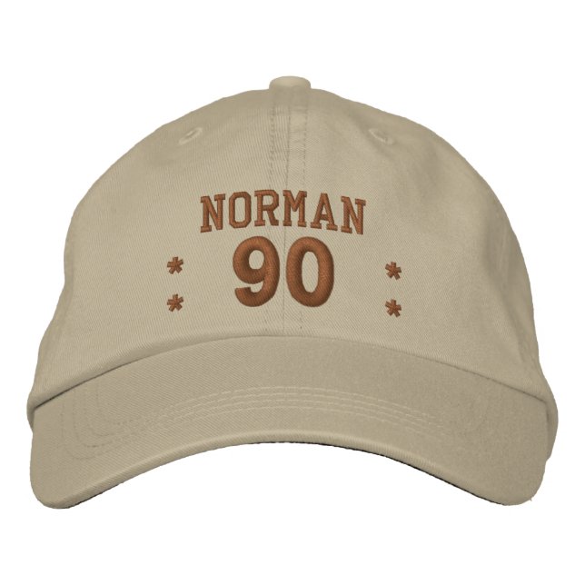 90 Birthday Custom Name STONE and PENNY V01F3 Embroidered Hat (Front)
