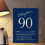 90 Blue 90th Birthday Party Gold<br><div class="desc">Celebrate your 90th birthday in style with a luxurious blue and gold foil invitation for your family and friends! This beautiful birthday invitation is perfect for any milestone event, creating a unique and memorable atmosphere for your special day. The stunning design features gold foil across the entire invite creating a...</div>