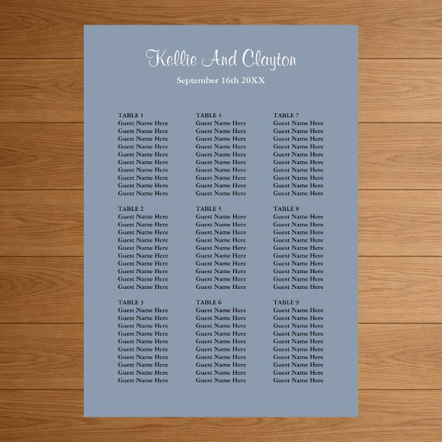 90 Blue Simple Wedding Seating Chart (Creator Uploaded)