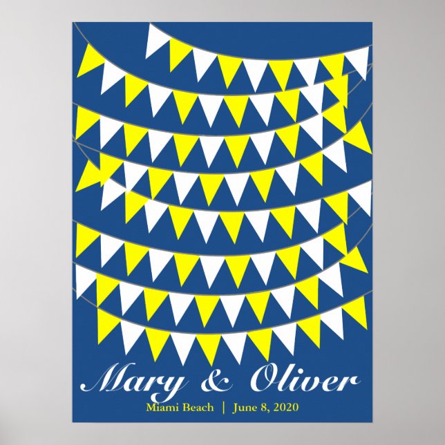 90 Bunting Yellow Wedding Guest Book Alternative (Front)