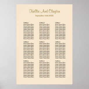 90 Champagne Wedding Seating Chart