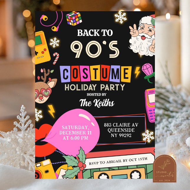 90 Costume Holiday party Invitation (Creator Uploaded)