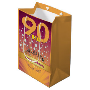 90 Days Recovery Anniversary Bold Numeral Medium Gift Bag