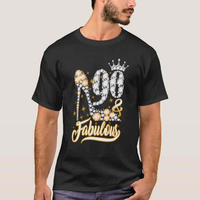 90 & Fabulous 90 Years Old 90th Birthday Diamond C T-Shirt (Front)