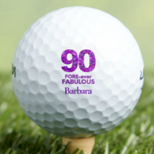 90 FORE-ever Fabulous 90th Birthday Purple Flowers Golf Balls
