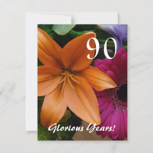 90 Glorious Years!-Birthday Party/Orange Lily Invitation