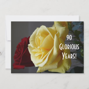 90 GloriousYears!-Birthday/Yellow Rose(with quote) Invitation