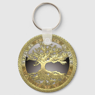 [90] Golden Celtic Tree of Life [3D] Key Ring