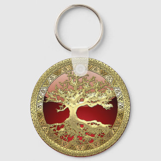 [90] Golden Celtic Tree of Life [3D] Key Ring