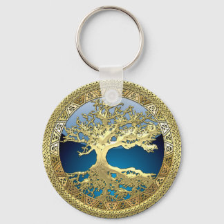 [90] Golden Celtic Tree of Life [3D] Key Ring