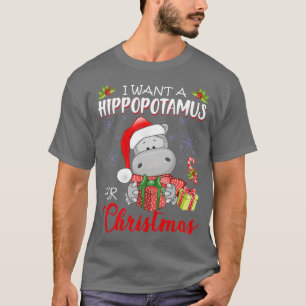 90 I Want A Hippopotamus For Christmas Xmas Hippo  T-Shirt