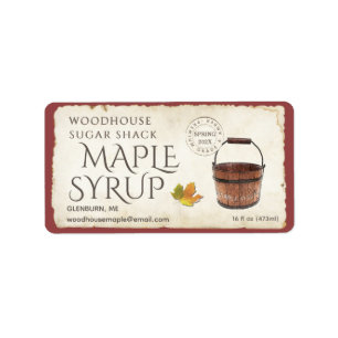 90 Labels Maple Syrup Sap Bucket Leaf Postmark