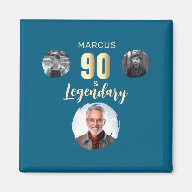 90 Legendary 3 Photos Gold 90th Birthday  Magnet (Front)
