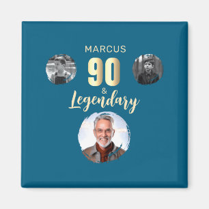90 Legendary 3 Photos Gold 90th Birthday Magnet