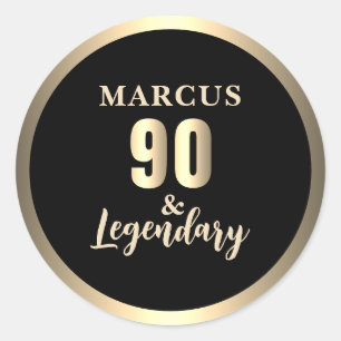 90 & Legendary Gold 90th Birthday Classic Round Sticker