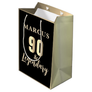 90 & Legendary Gold 90th Birthday Medium Gift Bag