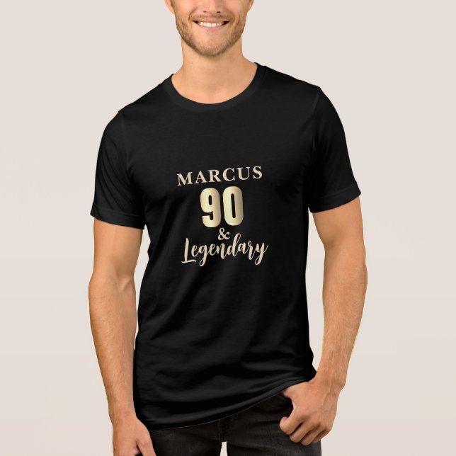 90 & Legendary Gold 90th Birthday  Tri-Blend Shirt (Front)